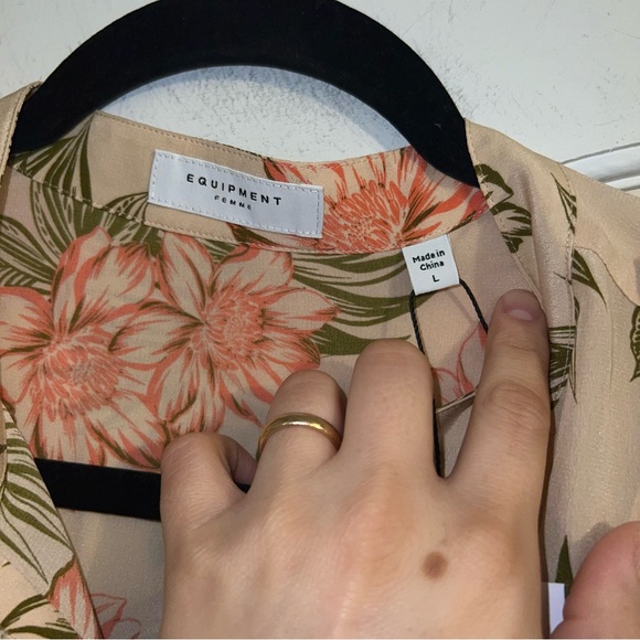 NWT Equipment Femme Illumina Floral Print Tie Silk Midi Dress Sun Kiss Orange - Picture 5 of 16